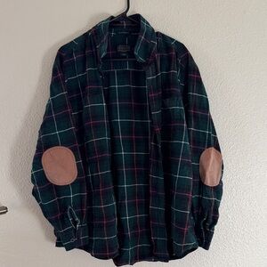 Pendleton Green Plaid Shirt Jacket with Elbow Patches